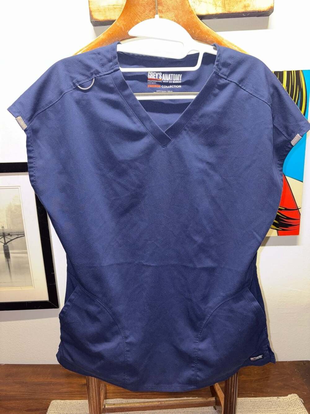Grey's Anatomy Emerge Collection Scrub Top Size S Navy